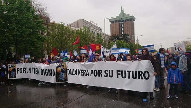 Las reivindicaciones talaveranas se escucharon en Madrid. Foto Facebook Mesa por Talavera.